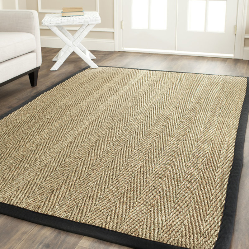 Charlton Home Staub Bamboo Slat/ Seagrass Natural/Black Area Rug